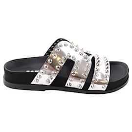 Sandro-Patented leather mules-Silvery