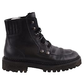 Longchamp Lace-up leather boots Black