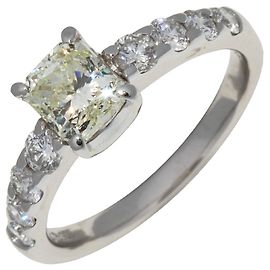Autre Marque Pt900 Platinum Diamond Ring 1.013ct Light Yellow-SI1-Medium Blue Other