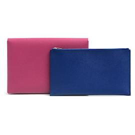 Hermès-Hermes Calvi GM Clutch Bag Rose Purple Blue-Purple