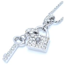 Swarovski Silver Plated Crystal Key Necklace Silvery