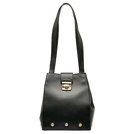 Salvatore Ferragamo Studded Leather Tote Bag Black