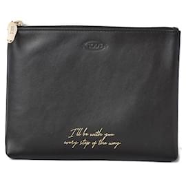 Tod's-Tod's Leather Clutch Pouch Black-Black