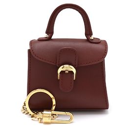 Delvaux Leather Brillant Miniature Bag Charm Brown