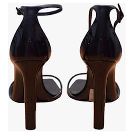 Saint Laurent-Saint Laurent Amber 110 black patent leather sandals ankle strap sz 39-Black