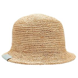 Giorgio Armani Logo Straw Hat Beige Raffia Leather Beige