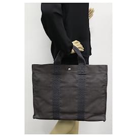 Hermès-Hermes Canvas Herline Tote Bag Grey-Grey