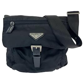 Prada-Prada Nylon Tessuto Triangle Logo Crossbody-Black