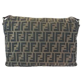 Fendi-Fendi Zucca Brown Canvas Leather Messenger Bag-Brown