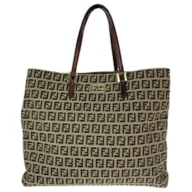 Fendi-Fendi Zucchino Canvas Tote Bag-Brown