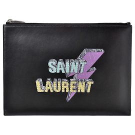 Yves Saint Laurent Leather iPad Mini Clutch Bag Black