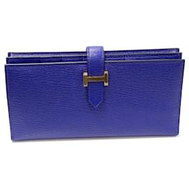 Hermès-Hermes Chevre Bearn Souffle Long Wallet-Blue