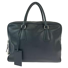 Prada-Prada Leather Briefcase Triangle Logo-Black