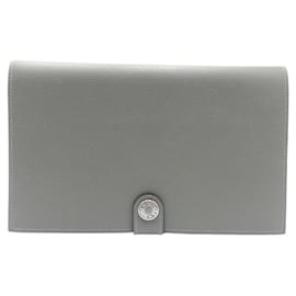 Hermès-Hermes R.M.S Tutankhamun Leather Long Wallet-Grey