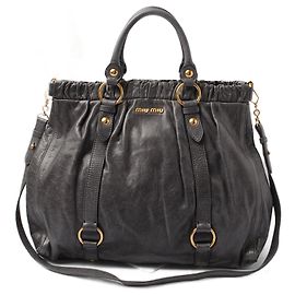 Miu Miu VITELLO LUX 2-Wege Schultertasche Grau RN0423 Grau