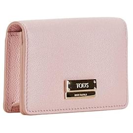 Tod's-Tod's Pink Leather Compact Wallet-Pink