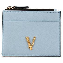 Porta-moedas de couro Virtus da Versace Azul