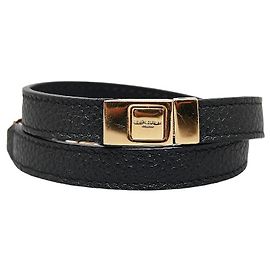 Yves Saint Laurent Pulsera de cuero Saint Laurent con logo YSL Negro
