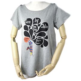 Chloé See by Chloe Katzen T-Shirt Grau Größe 38 Braun