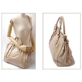 Borsa a spalla in pelle VITELLO LUX 2way Miu Miu Beige Beige