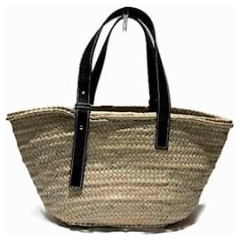 Autre Marque-Loewe Raffia Leather Basket Medium Tote Bag-Other