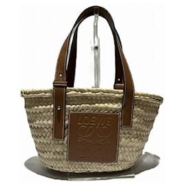 Autre Marque-Loewe Raffia Leather Basket Small Tote Bag-Other
