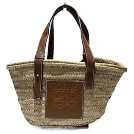 Autre Marque-Loewe Raffia Leather Basket Medium Tote Bag-Other