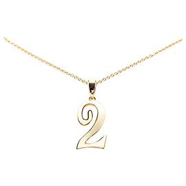 Collier Franck Muller K18PG Talisman Émaille Numéro 2 Doré