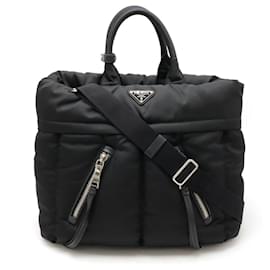 Autre Marque-Prada Tessuto Bomber Nylon Leather Tote Bag-Other