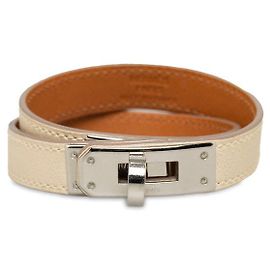 Hermès Pulseira de couro Hermes Kelly Double Tour Branco