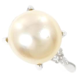 Autre Marque-PT900 Platinum Ring 8mm Pearl 0.05ct Diamond-Other