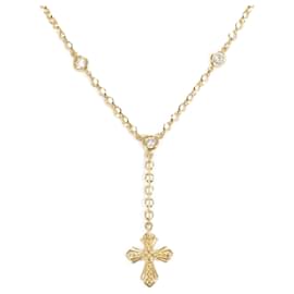 Autre Marque-K18 Yellow Gold Diamond Necklace 0.18ct-Other