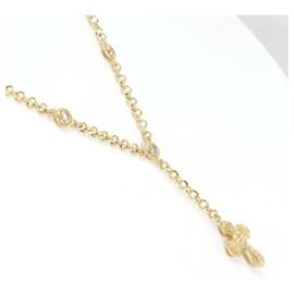 Autre Marque-K18 Yellow Gold Diamond Necklace 0.18ct-Other