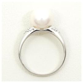 Autre Marque-PT900 Platinum Ring 10.5 Pearl 9mm Diamond 0.12ct-Other