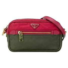 Autre Marque-Prada Nylon Saffiano Leather Triangle Logo Shoulder Bag-Other