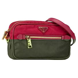 Autre Marque-Prada Nylon Saffiano Leather Triangle Logo Shoulder Bag-Other