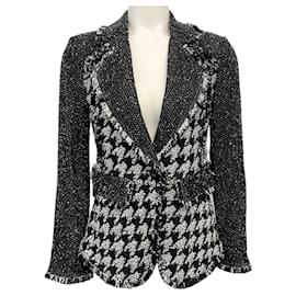 Autre Marque-St. John Black / White Tweed Knit Blazer-Black