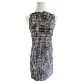 Dior Wollkleid Schwarz Weiß Grau Melierte Muster Schwarz Weiß