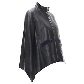 Hermès Capa de couro com acabamento em veludo cotelê azul marinho em couro de bezerro preto Hermes Fr36 Preto