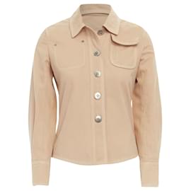 Louis Vuitton-LOUIS VUITTON beige cotton white overstitched pocket detail shirt jacket -Brown,Beige