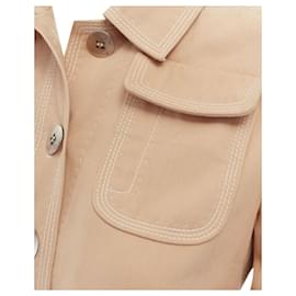 Louis Vuitton-LOUIS VUITTON beige cotton white overstitched pocket detail shirt jacket -Brown,Beige