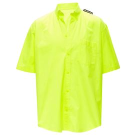 Camicia oversize con spallina Balenciaga Demna 2020 in giallo neon EU38 S Giallo