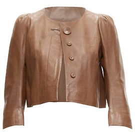Chloé CHLOE tan brown lambskin leather big button cropped jacket  Brown