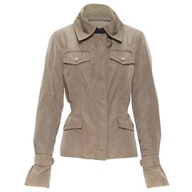 GUCCI 2003 khaki green nylon leather strap stud buckle windbreaker jacket  Green