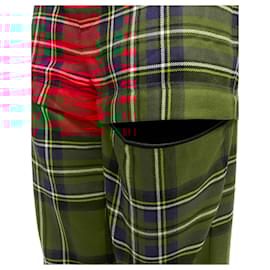 Balenciaga-Balenciaga 2017 Runway Red Green Punk Plaid Detachable Zipper Pants Fr34 Xs-Red