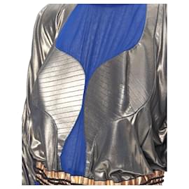 Balenciaga-Balenciaga 2012 Runway Blue Copper Futuristic Bustier Silk Dress Fr36 Xs-Blue