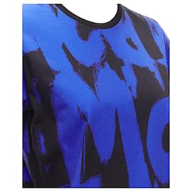 Alexander Mcqueen-Alexander Mcqueen 2022 Brush Blue Black Graffiti Cotton Tshirt It38 Xs-Blue