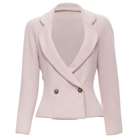 Christian Dior-CHRISTIAN DIOR 1997 Runway John Galliano pink tweed ribbon trimmed jacket -Pink