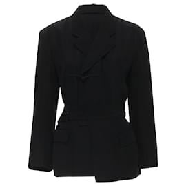 Comme Des Garcons-Vintage Comme Des Garcons 1988 Black Chinese Knot Semi Detached Hem Blazer S-Black