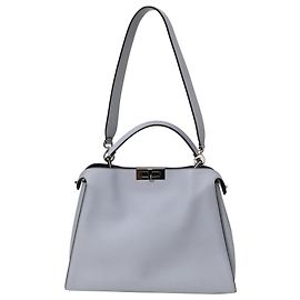 Bolsa Fendi Medium Peekaboo Iconic em couro de bezerro cinza Cinza